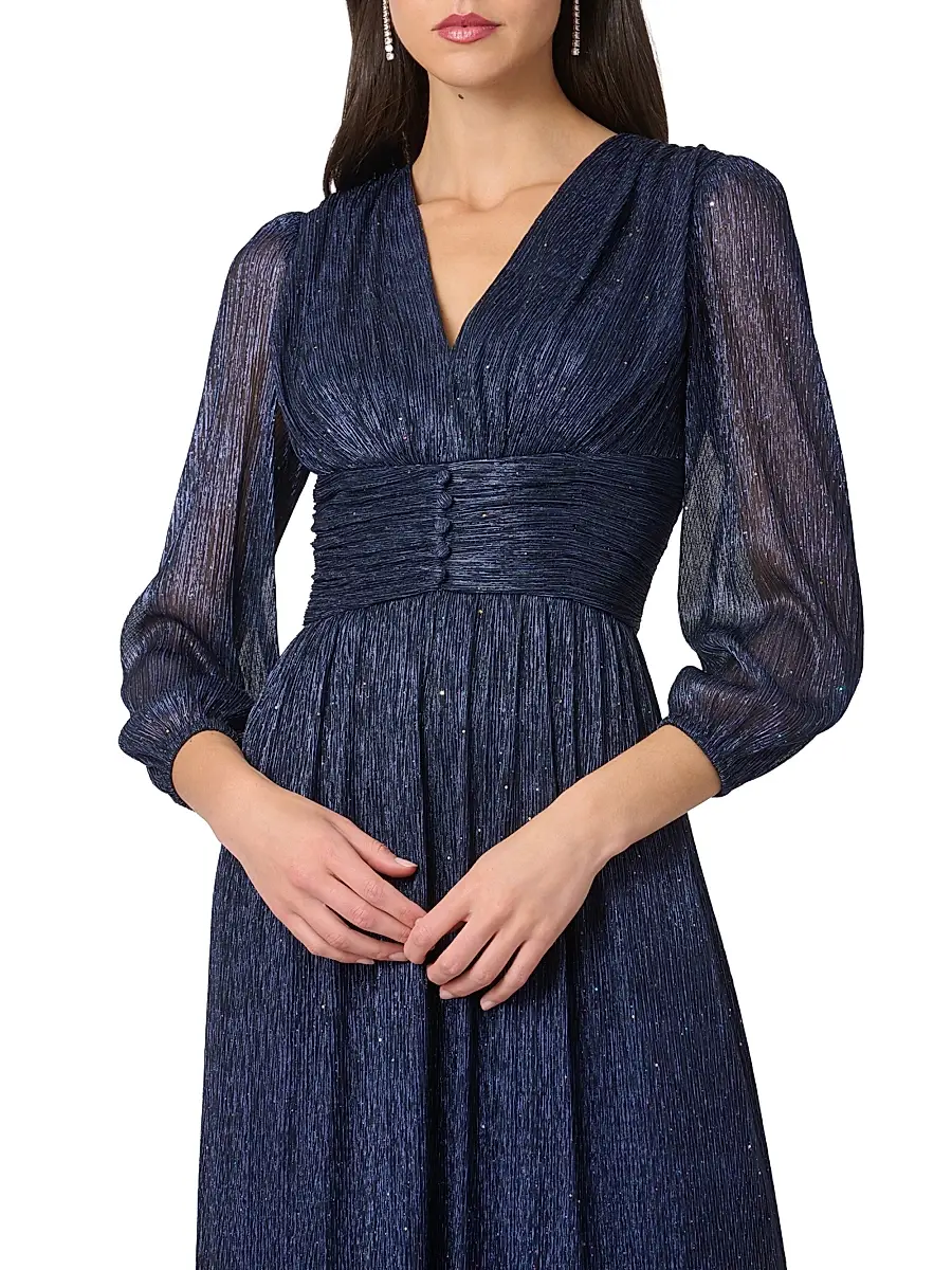 Shoshanna Women's Venus Ruffled Metallic A-Line Gown | Thumbnail 4 Shoshanna Women's Venus Ruffled Metallic A-Line Gown | Thumbnail 4