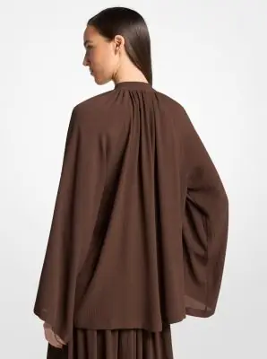 Michael Kors Collection Silk Seersucker Poet Blouse in Brown - One Size by Michael Kors Collection | Thumbnail 3 Michael Kors Collection Silk Seersucker Poet Blouse in Brown - One Size by Michael Kors Collection | Thumbnail 3