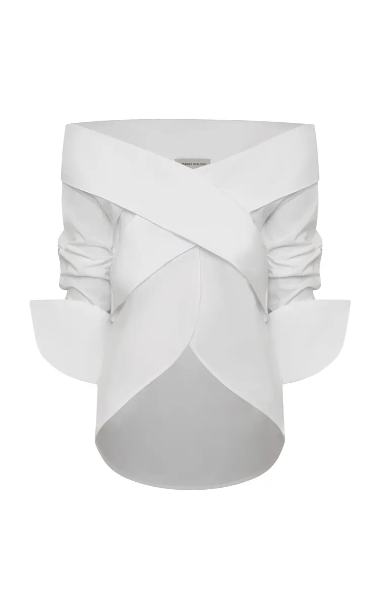 ANDRES OTALORA Un Sacramento Off-The-Shoulder Cotton-Poplin Top