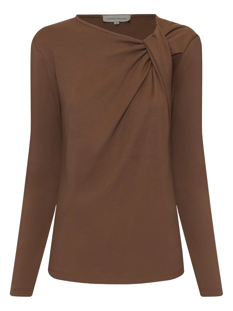 ANDRES OTALORA Lo Ancestral Twist-Deatiled Stretch-Cotton Top