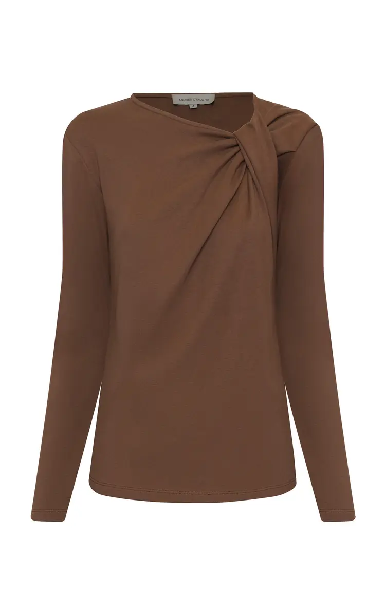 ANDRES OTALORA Lo Ancestral Twist-Deatiled Stretch-Cotton Top