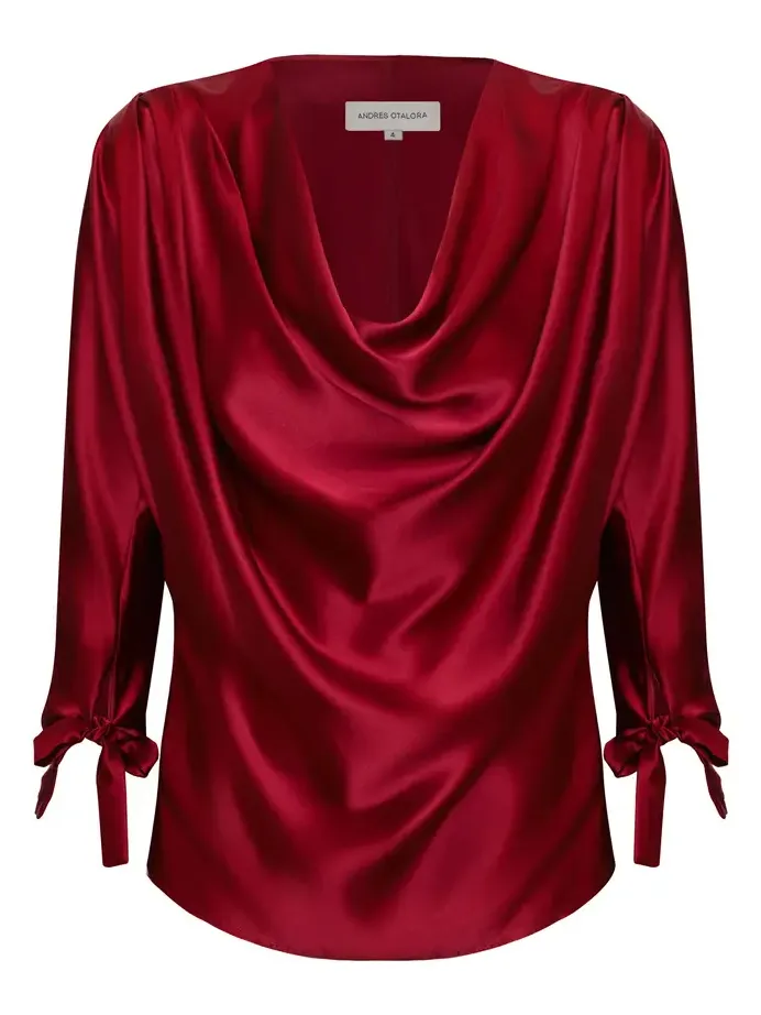 ANDRES OTALORA Frio Interior Draped Silk Blouse