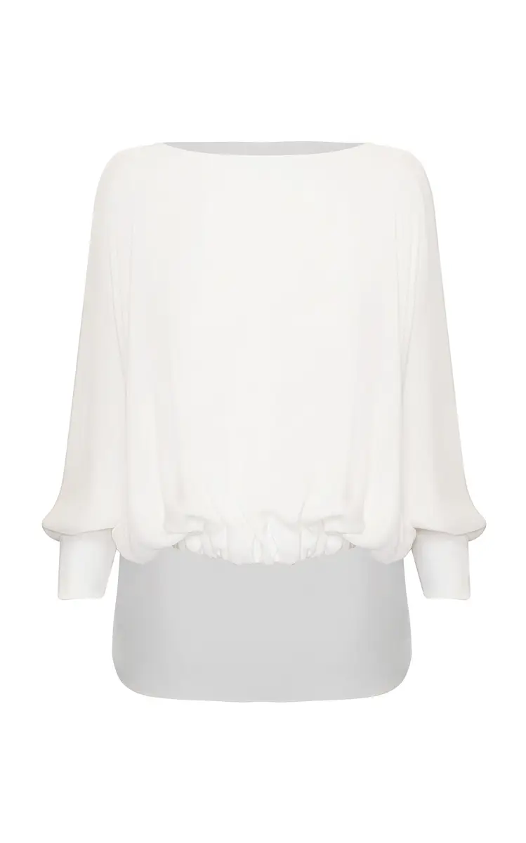 ANDRES OTALORA Lo Sustancial Gathered Silk-Georgette Blouse