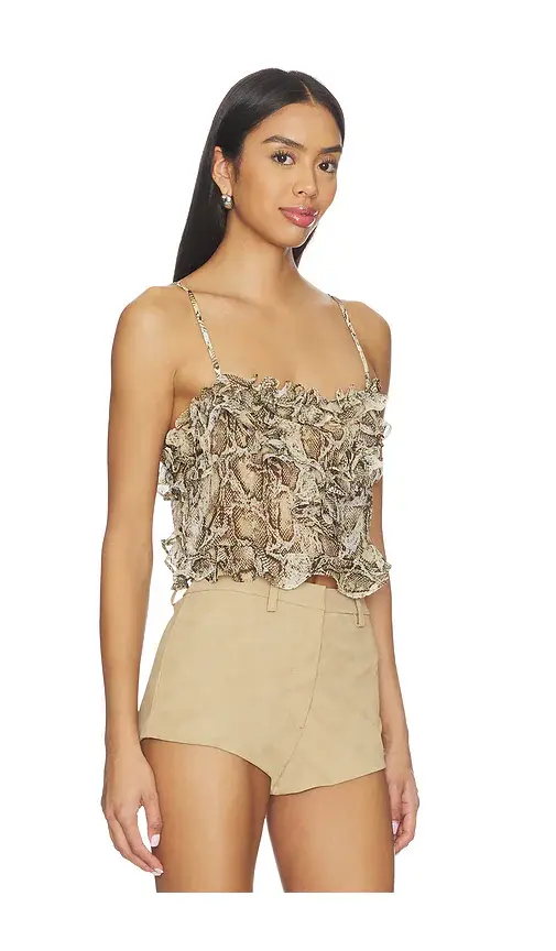 Bardot Alira Printed Frill Crop Top | Thumbnail 2 Bardot Alira Printed Frill Crop Top | Thumbnail 2