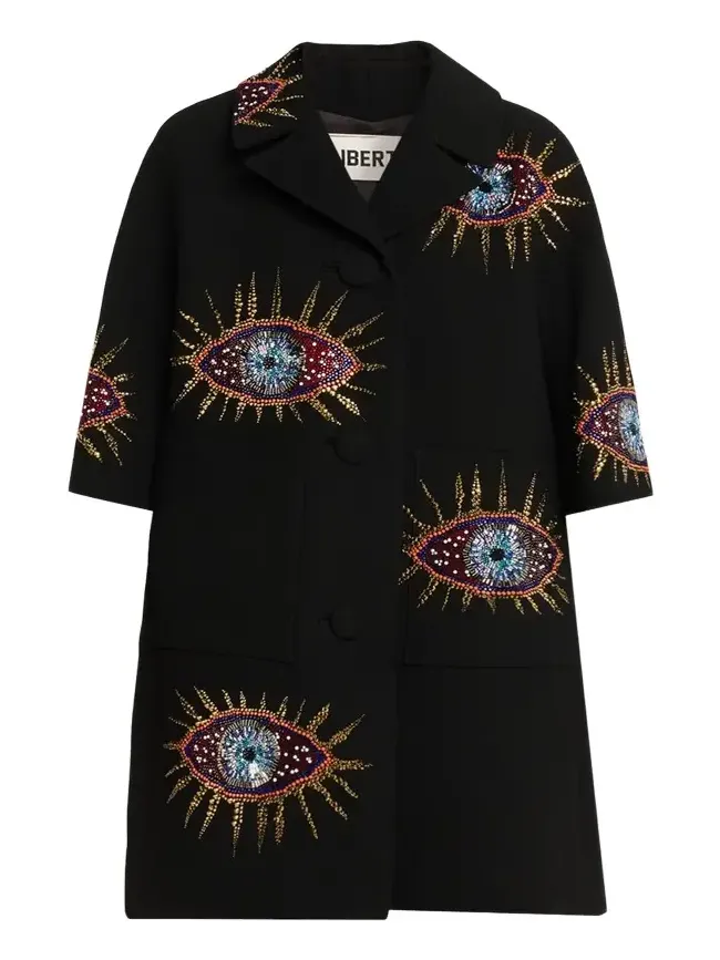 Nazar Embellished Short-Sleeve Coat