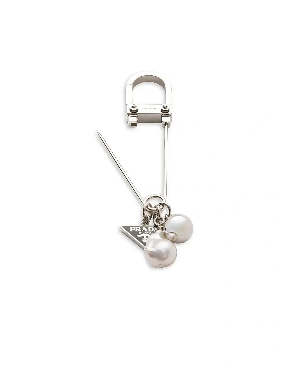 Prada Women's Metal and Pearl Brooch - Multicolored | Thumbnail 2