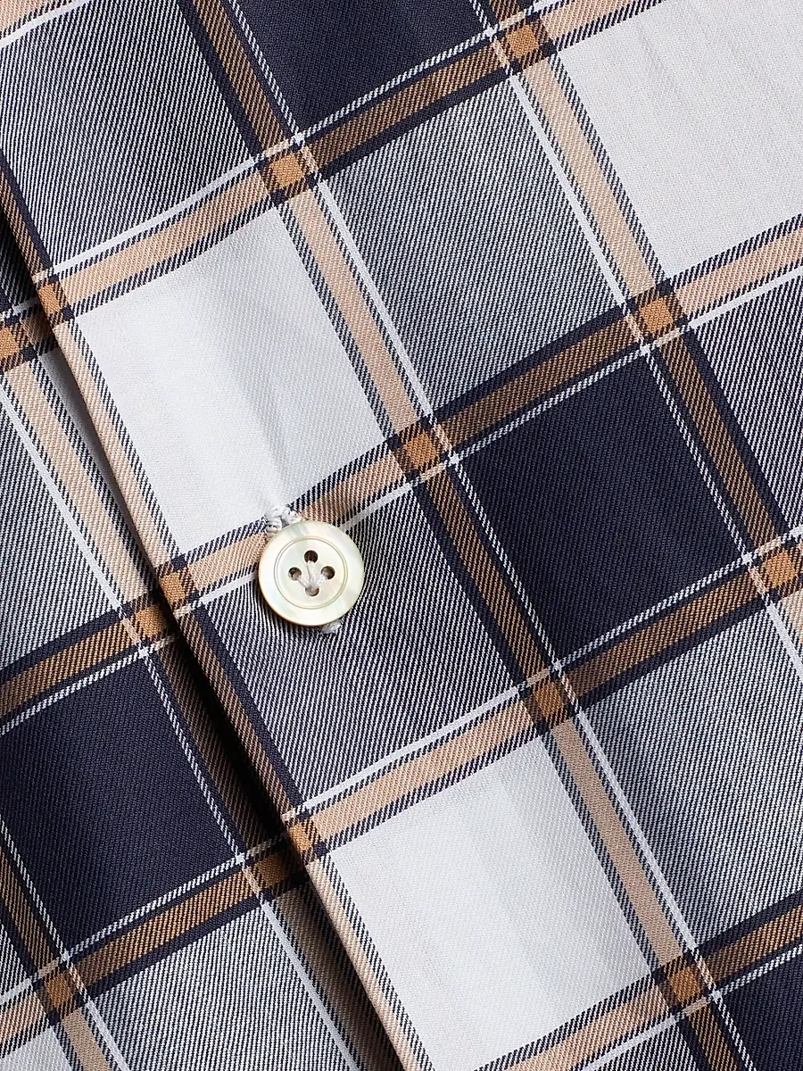 Kiton Men's Bold Plaid Cotton Shirt | Thumbnail 7 Kiton Men's Bold Plaid Cotton Shirt | Thumbnail 7