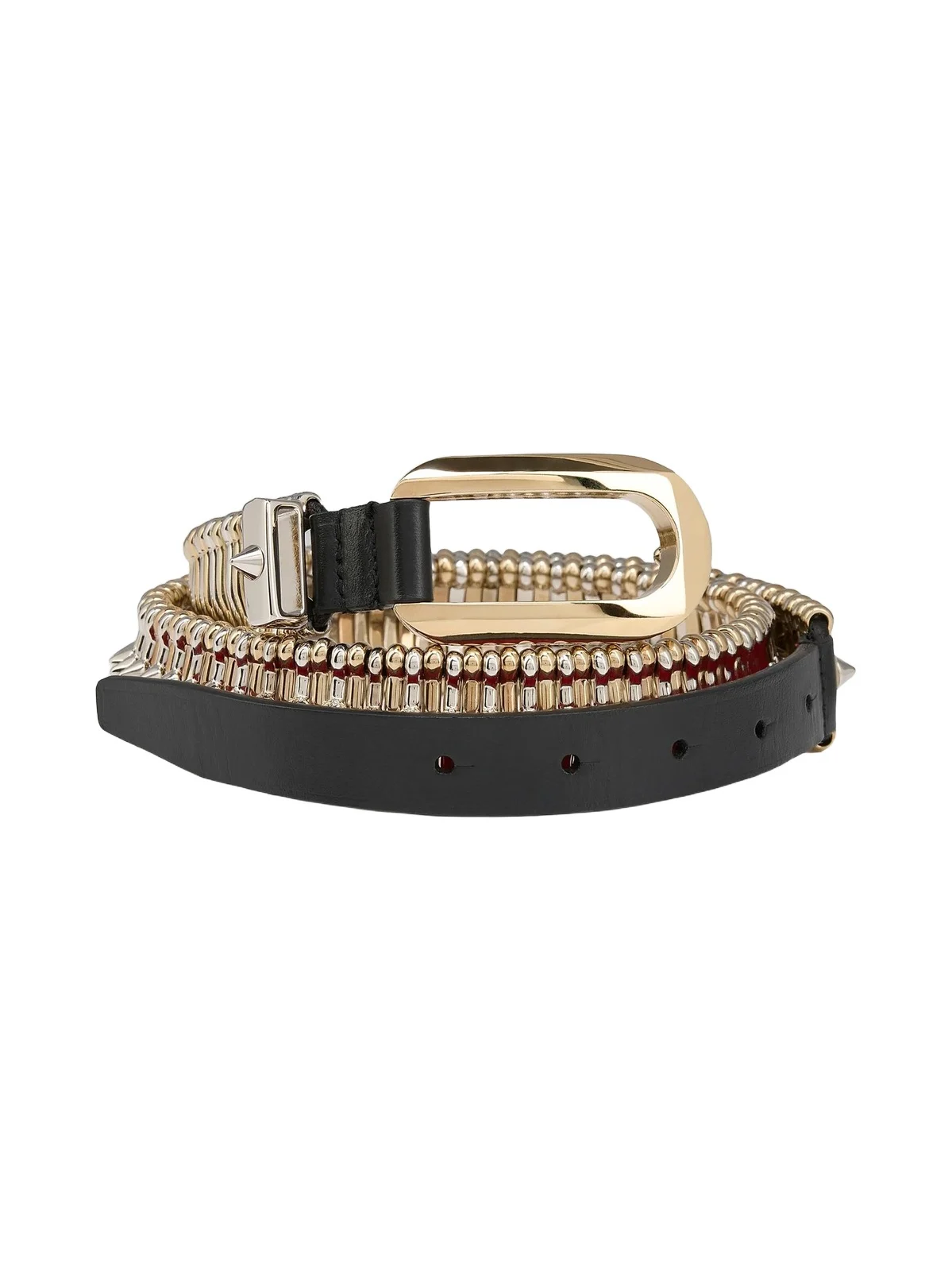Women's Belt in Calf Leather with Spikes - Black Women's Belt in Calf Leather with Spikes - Black