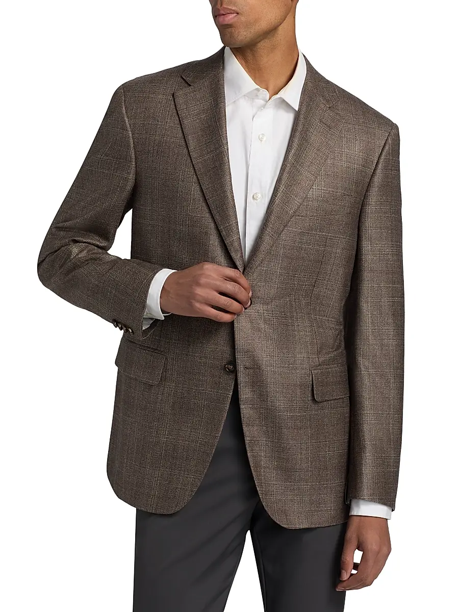 Canali Men's Siena Tonal Plaid Silk-Cashmere Sport Coat | Thumbnail 3 Canali Men's Siena Tonal Plaid Silk-Cashmere Sport Coat | Thumbnail 3