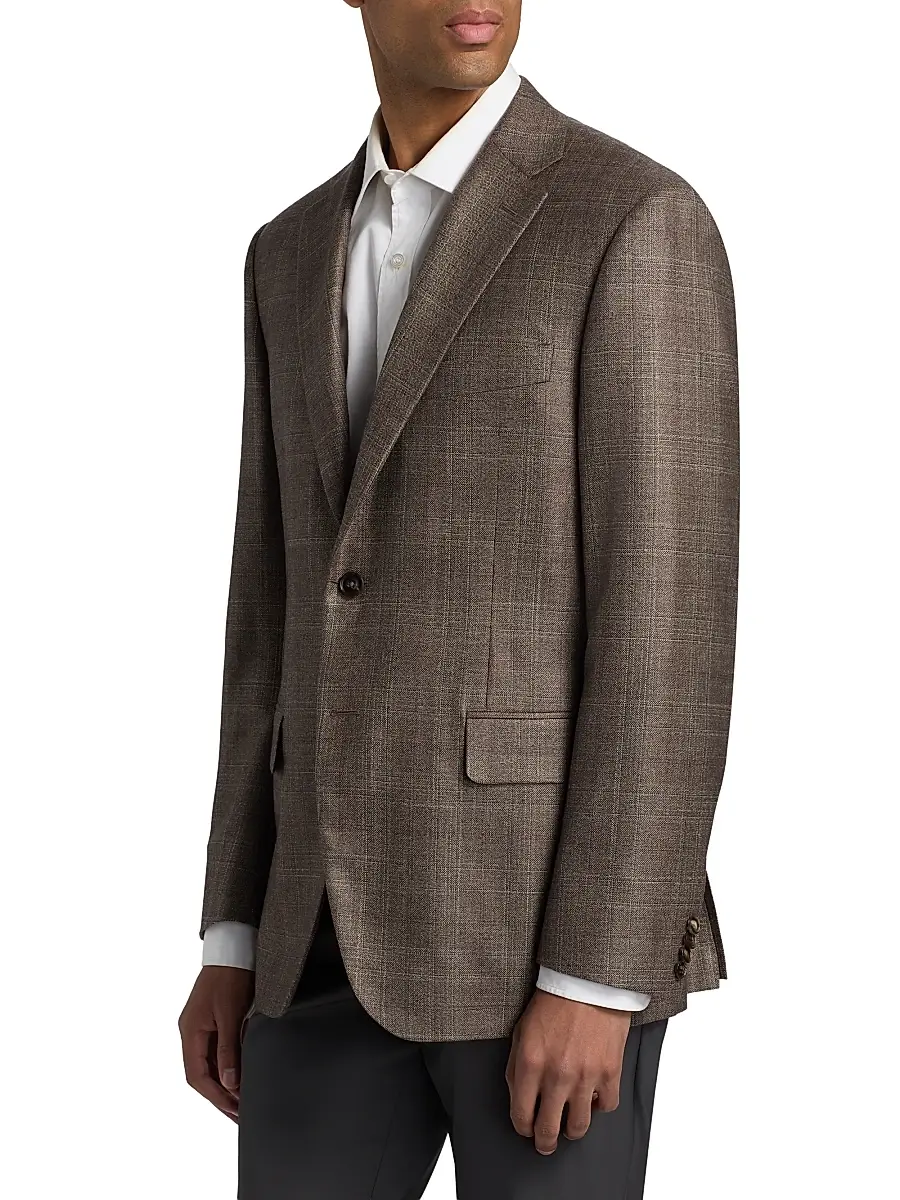 Canali Men's Siena Tonal Plaid Silk-Cashmere Sport Coat | Thumbnail 4 Canali Men's Siena Tonal Plaid Silk-Cashmere Sport Coat | Thumbnail 4