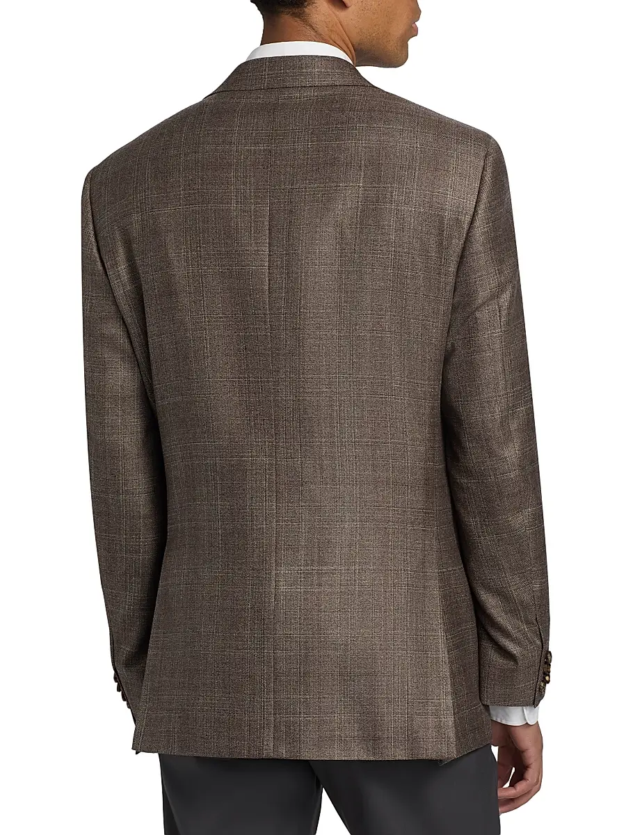 Canali Men's Siena Tonal Plaid Silk-Cashmere Sport Coat | Thumbnail 5 Canali Men's Siena Tonal Plaid Silk-Cashmere Sport Coat | Thumbnail 5