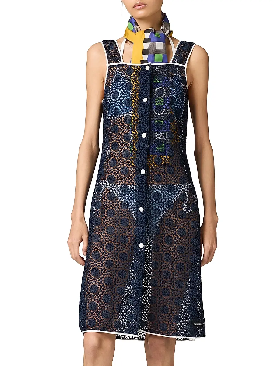 Miu Miu Women's Macrame Dress - Blue | Thumbnail 2 Miu Miu Women's Macrame Dress - Blue | Thumbnail 2