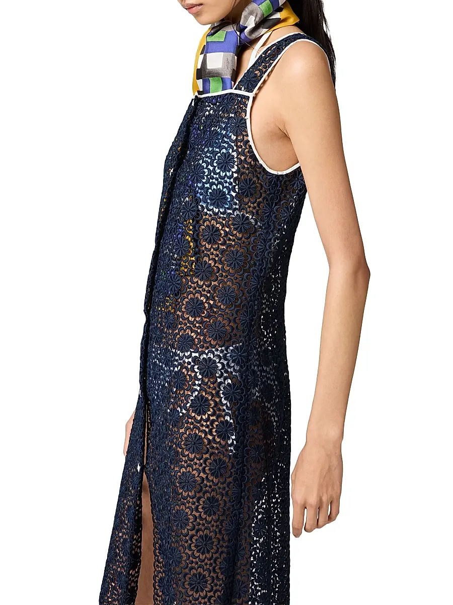 Miu Miu Women's Macrame Dress - Blue | Thumbnail 4 Miu Miu Women's Macrame Dress - Blue | Thumbnail 4