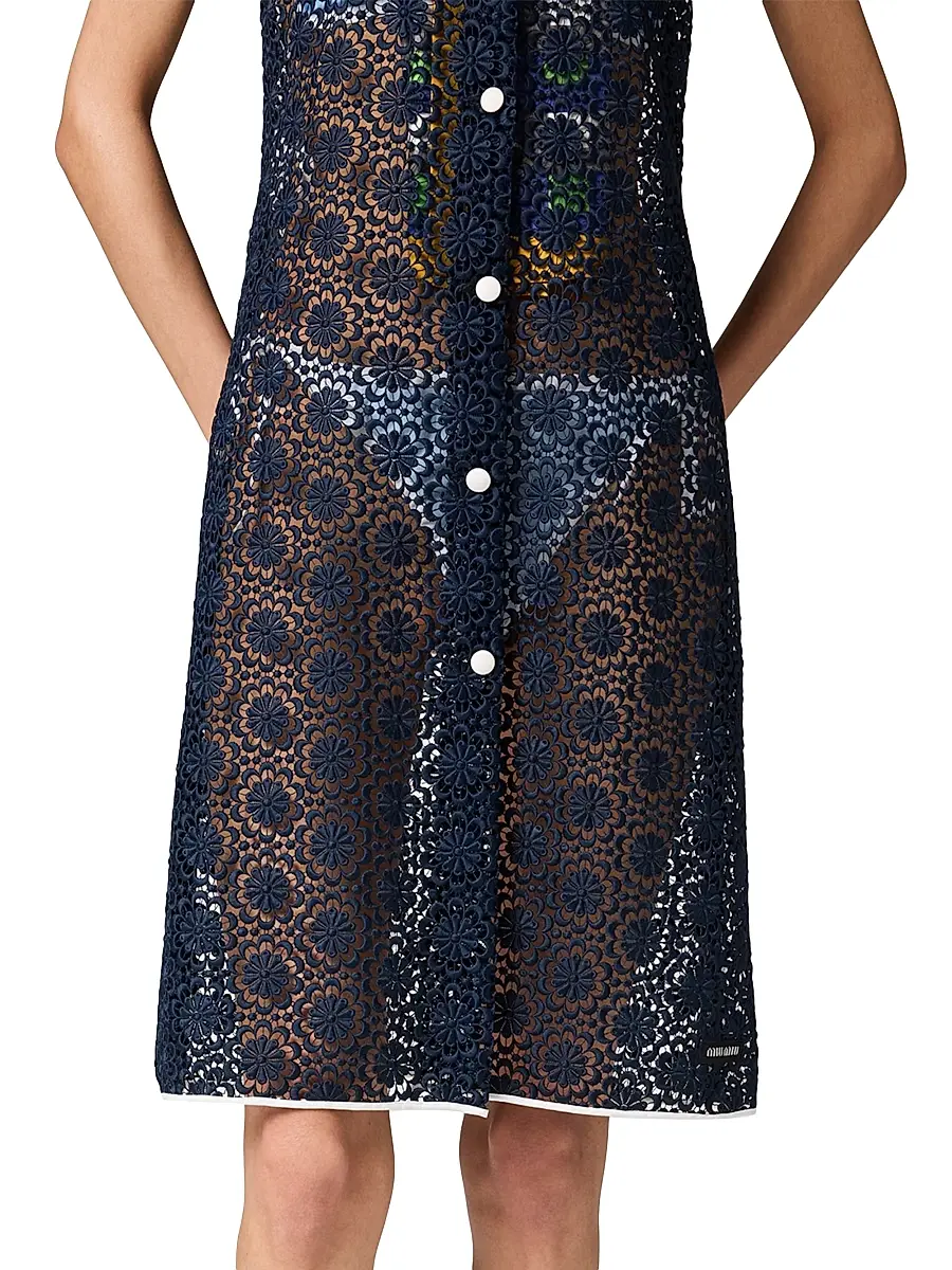 Miu Miu Women's Macrame Dress - Blue | Thumbnail 5 Miu Miu Women's Macrame Dress - Blue | Thumbnail 5