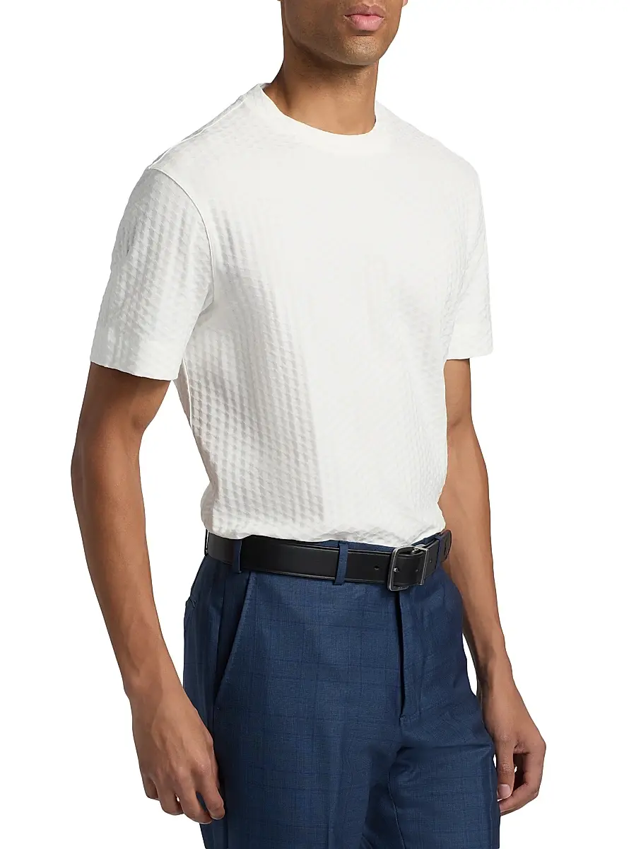 Emporio Armani Men's Textured Geometric-Print Cotton T-Shirt | Thumbnail 4 Emporio Armani Men's Textured Geometric-Print Cotton T-Shirt | Thumbnail 4