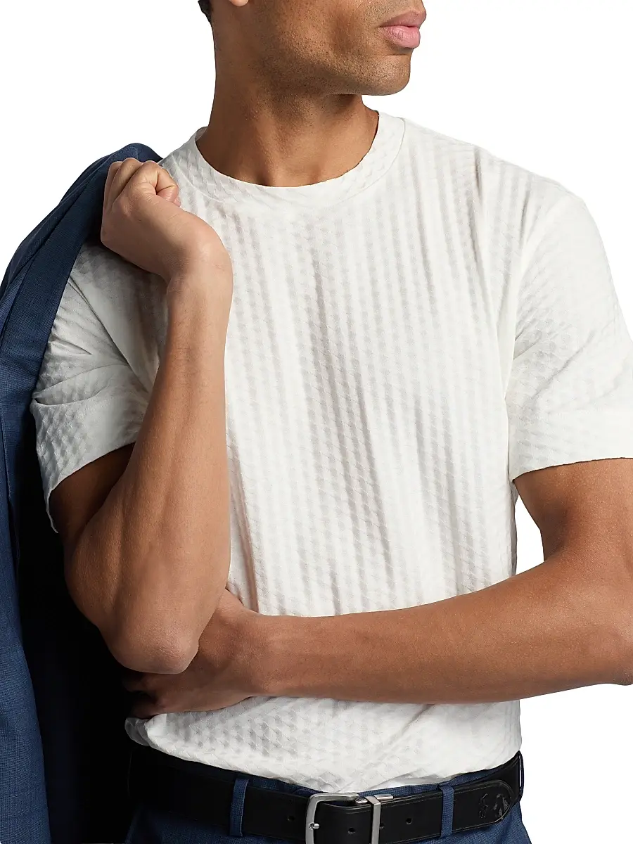 Emporio Armani Men's Textured Geometric-Print Cotton T-Shirt | Thumbnail 6 Emporio Armani Men's Textured Geometric-Print Cotton T-Shirt | Thumbnail 6