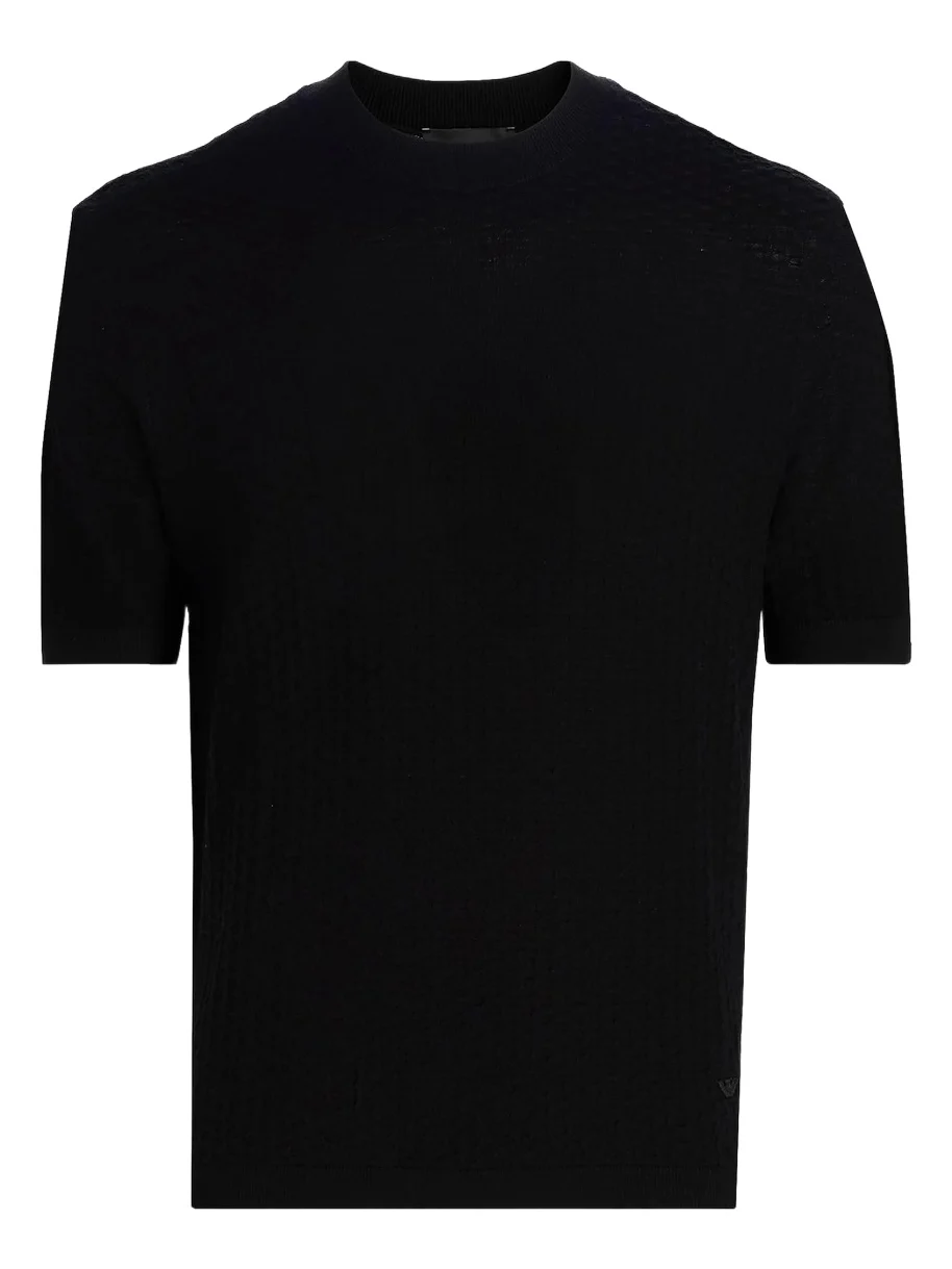 Emporio Armani Men's Tonal Honeycomb Wool Crewneck Sweater