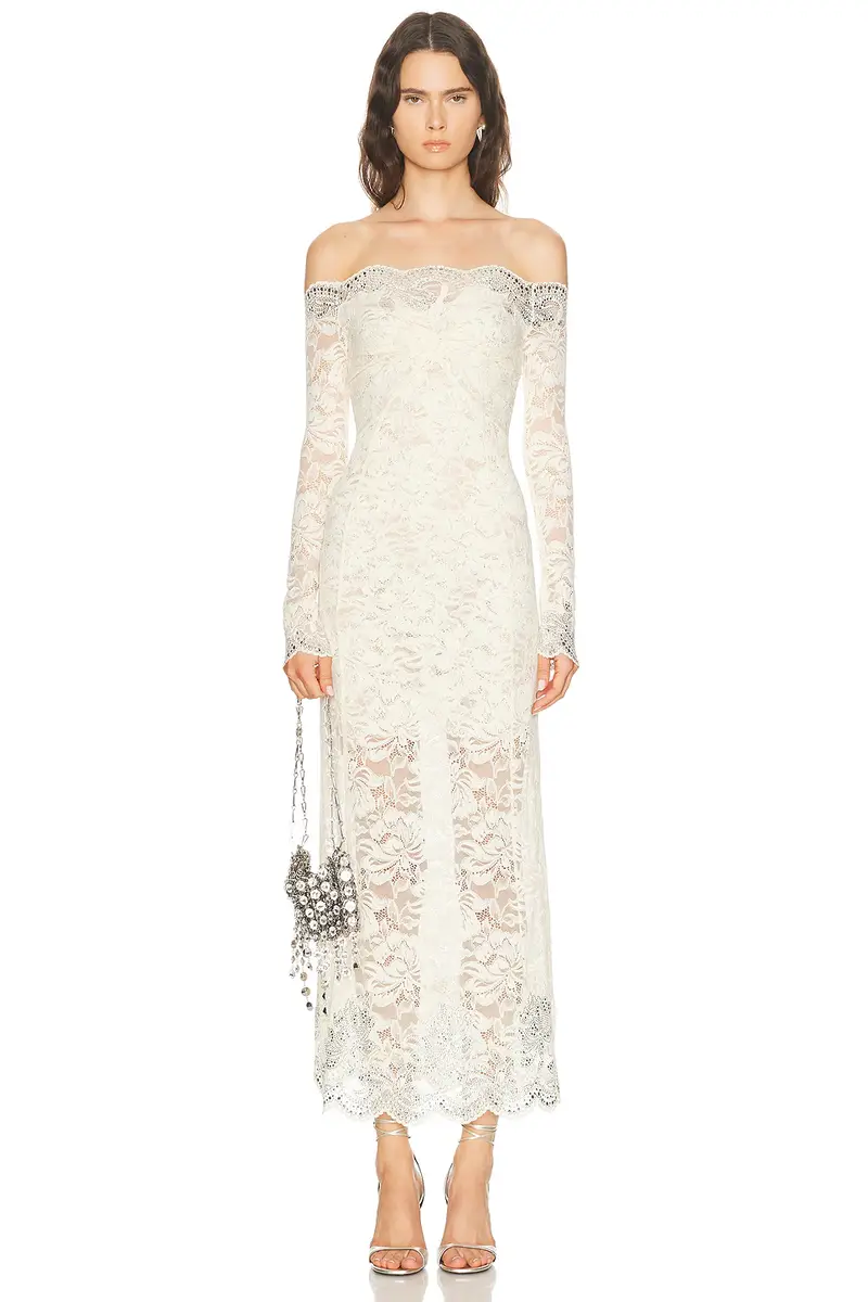 Rabanne Studded Off Shoulder Maxi Dress