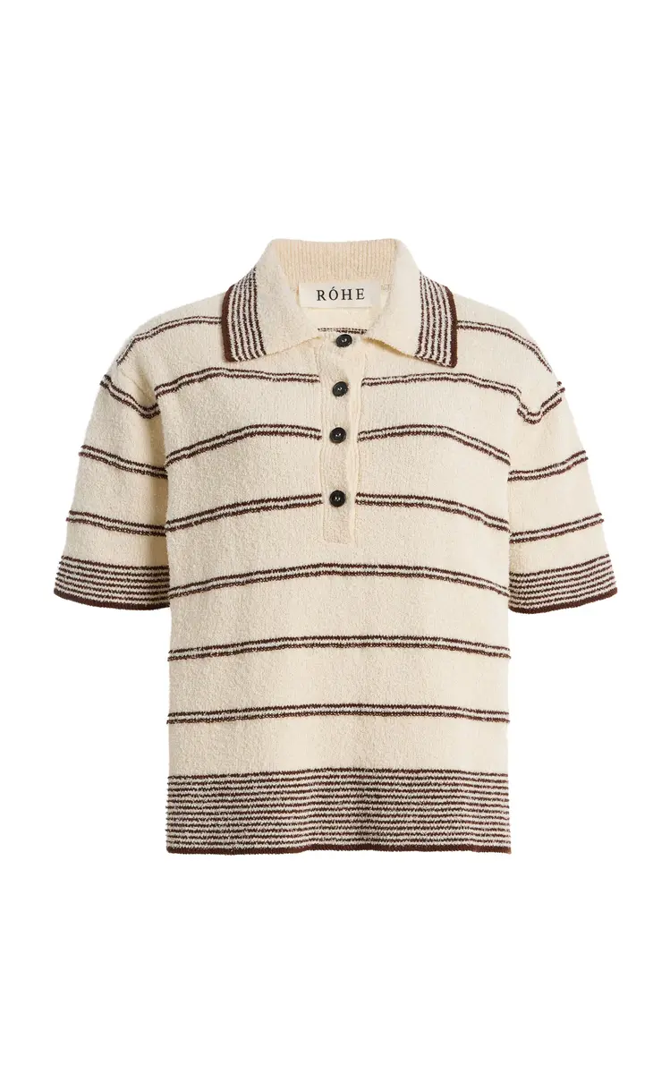 RÓHE Striped Cotton-Blend Terry Cloth Polo Shirt | Thumbnail 6 RÓHE Striped Cotton-Blend Terry Cloth Polo Shirt | Thumbnail 6