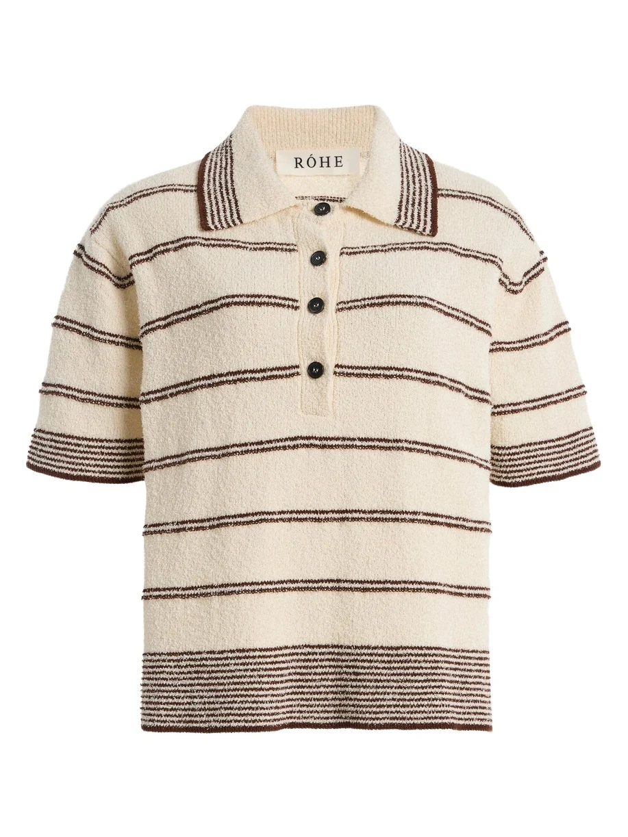 RÓHE Striped Cotton-Blend Terry Cloth Polo Shirt