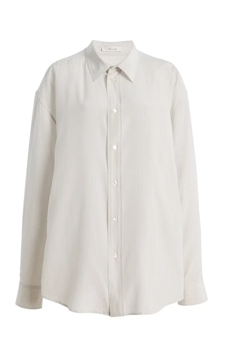 The Row Fiora Pinstriped Silk Shirt | Image 1 The Row Fiora Pinstriped Silk Shirt | Image 1