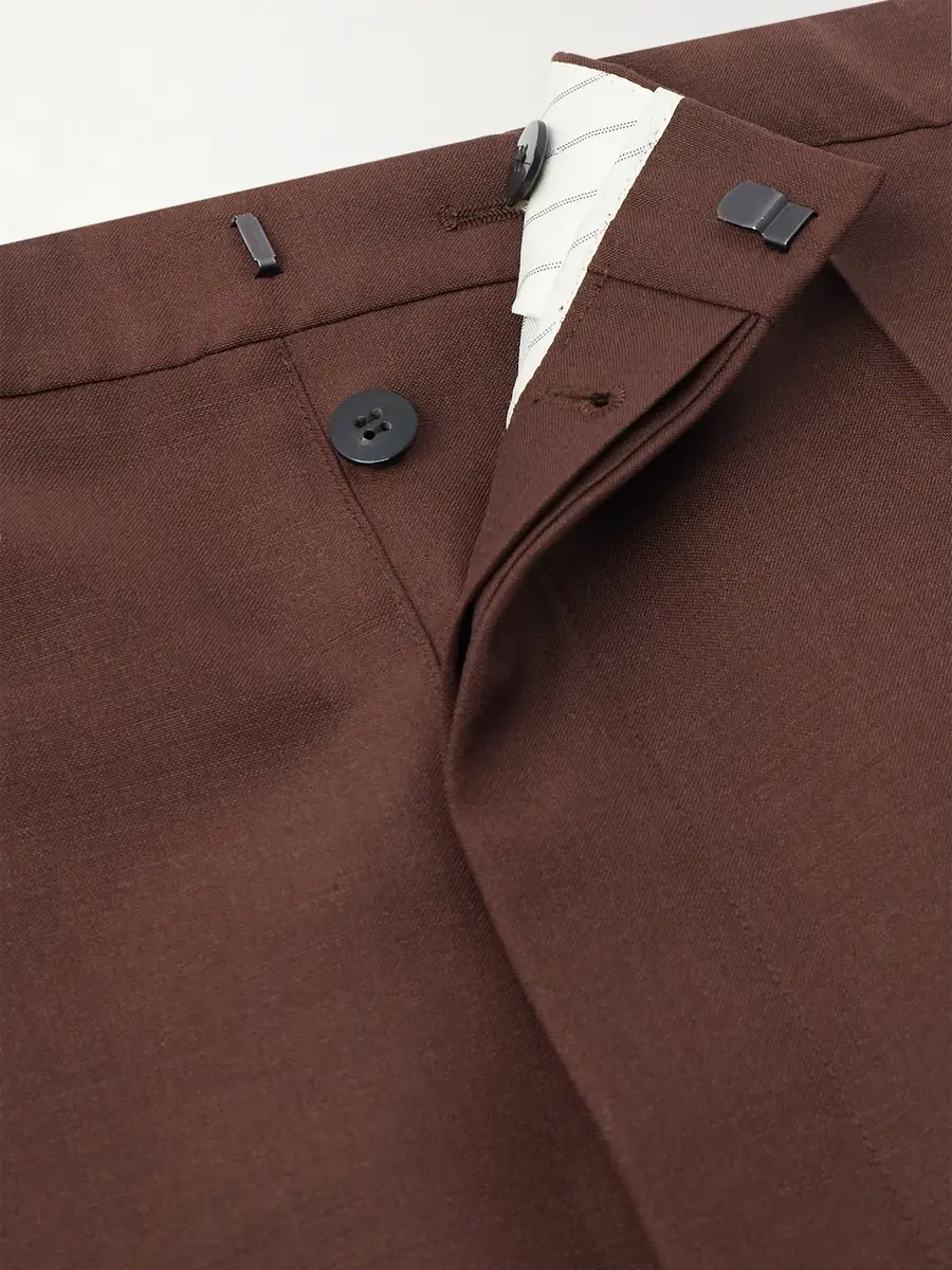 Saint Laurent Tapered Belted Pleated Wool and Mohair-Blend Trousers - Men | Thumbnail 6 Saint Laurent Tapered Belted Pleated Wool and Mohair-Blend Trousers - Men | Thumbnail 6