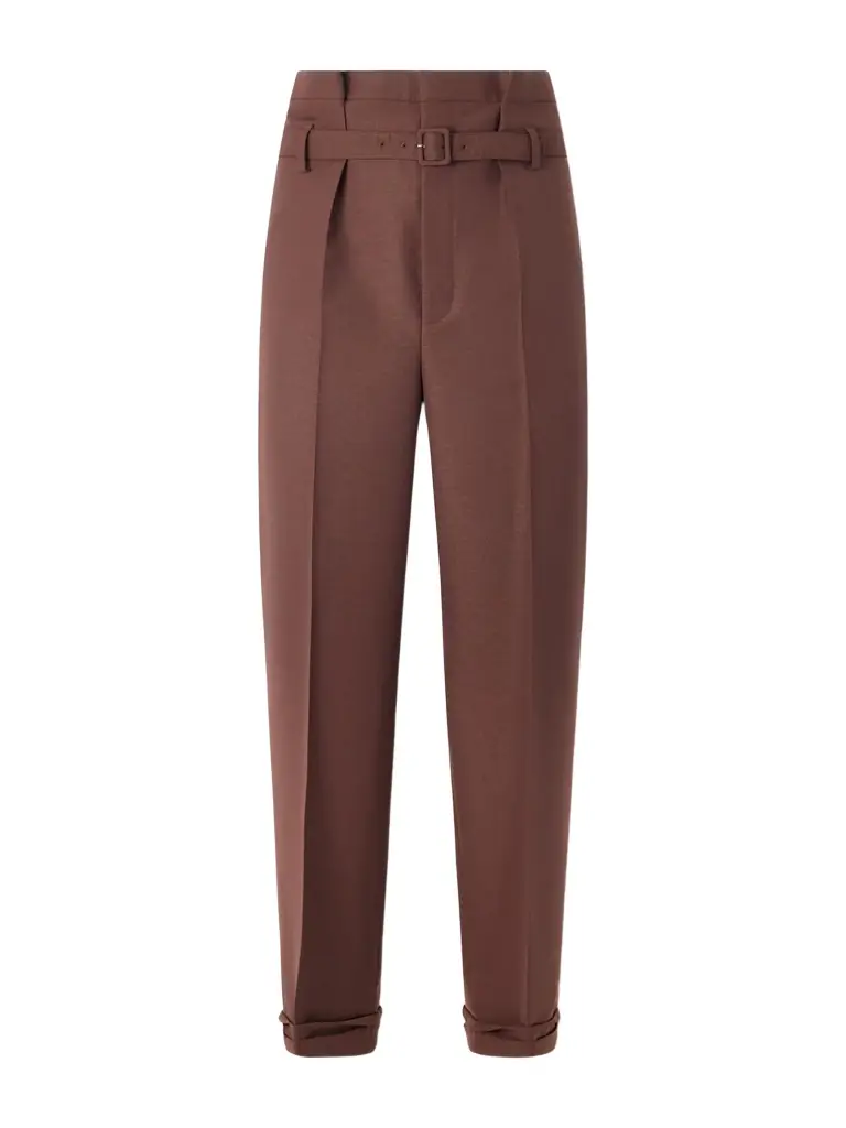 Saint Laurent Tapered Belted Pleated Wool and Mohair-Blend Trousers - Men | Image 1 Saint Laurent Tapered Belted Pleated Wool and Mohair-Blend Trousers - Men | Image 1