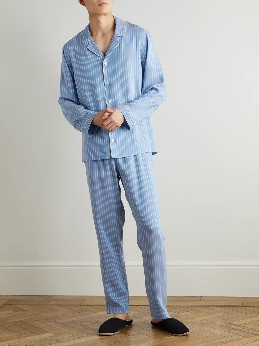 Zimmerli Camp-Collar Striped Woven Pyjama Set - Men | Thumbnail 2