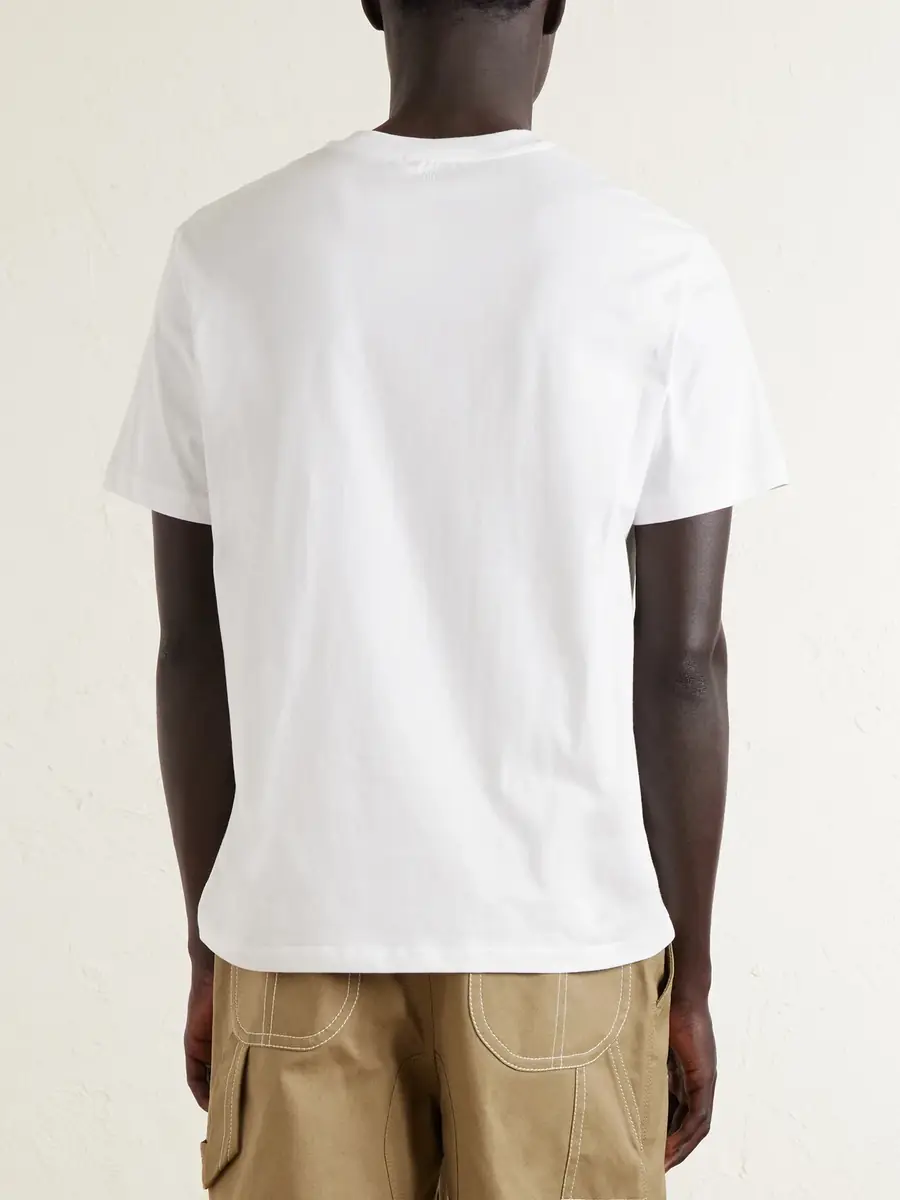AMI PARIS Logo-Embroidered Cotton-Jersey T-Shirt - Men | Thumbnail 4