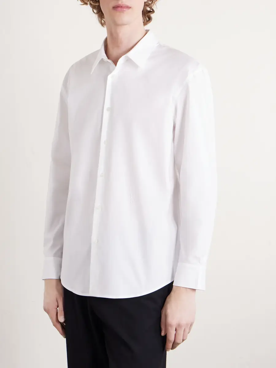 Saint Laurent Logo-Embroidered Cotton-Blend Poplin Shirt - Men | Thumbnail 3 Saint Laurent Logo-Embroidered Cotton-Blend Poplin Shirt - Men | Thumbnail 3