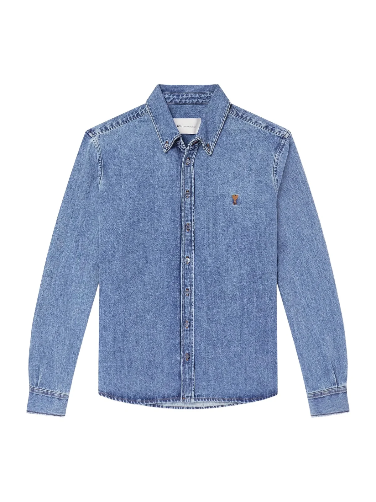 Button-Down Collar Logo-Embroidered Denim Shirt - Men Button-Down Collar Logo-Embroidered Denim Shirt - Men