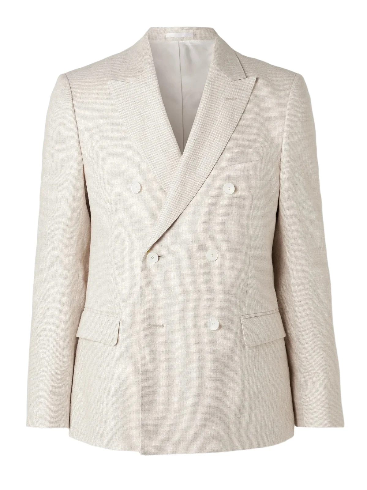 MR P. Double-Breasted Houndstooth Linen Suit Jacket - Men