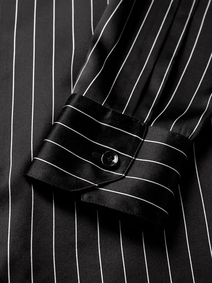 Saint Laurent Pinstriped Silk-Satin Shirt - Men | Thumbnail 4 Saint Laurent Pinstriped Silk-Satin Shirt - Men | Thumbnail 4