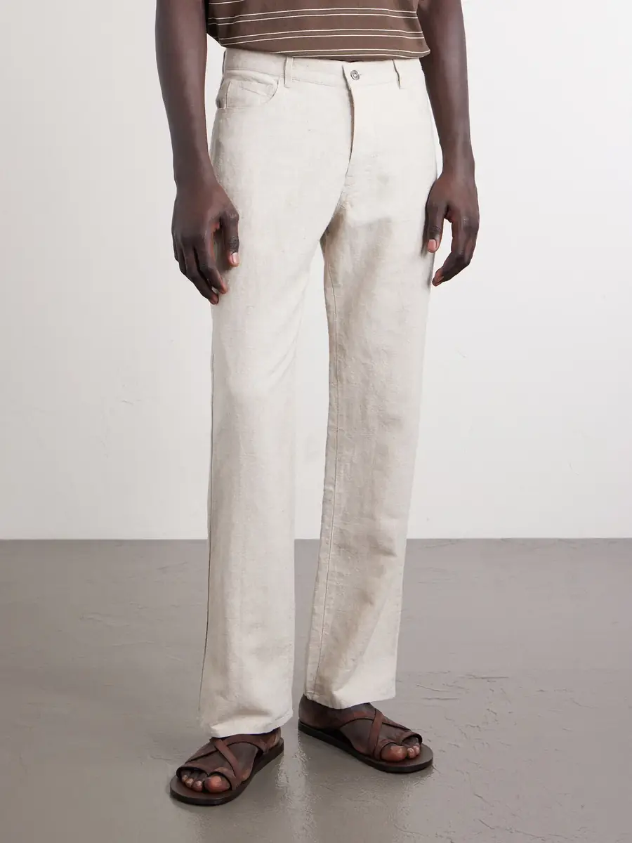 MR P. Edward Straight-Leg Linen and Cotton-Blend Trousers - Men | Thumbnail 3