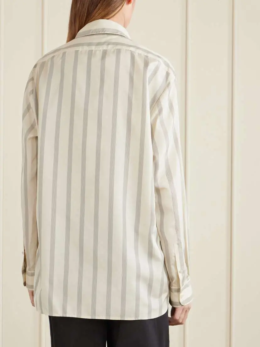 The Row Sisilia Oversized Pinstriped Silk-twill Shirt | Thumbnail 4