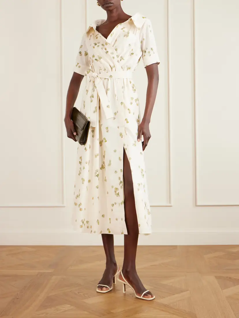 Altuzarra Lydia Belted Printed Cotton-blend Poplin Midi Dress | Thumbnail 2