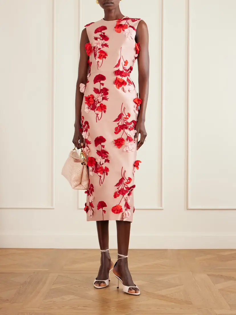Erdem Appliquéd Chiffon-trimmed Embroidered Mikado Midi Dress | Thumbnail 2 Erdem Appliquéd Chiffon-trimmed Embroidered Mikado Midi Dress | Thumbnail 2
