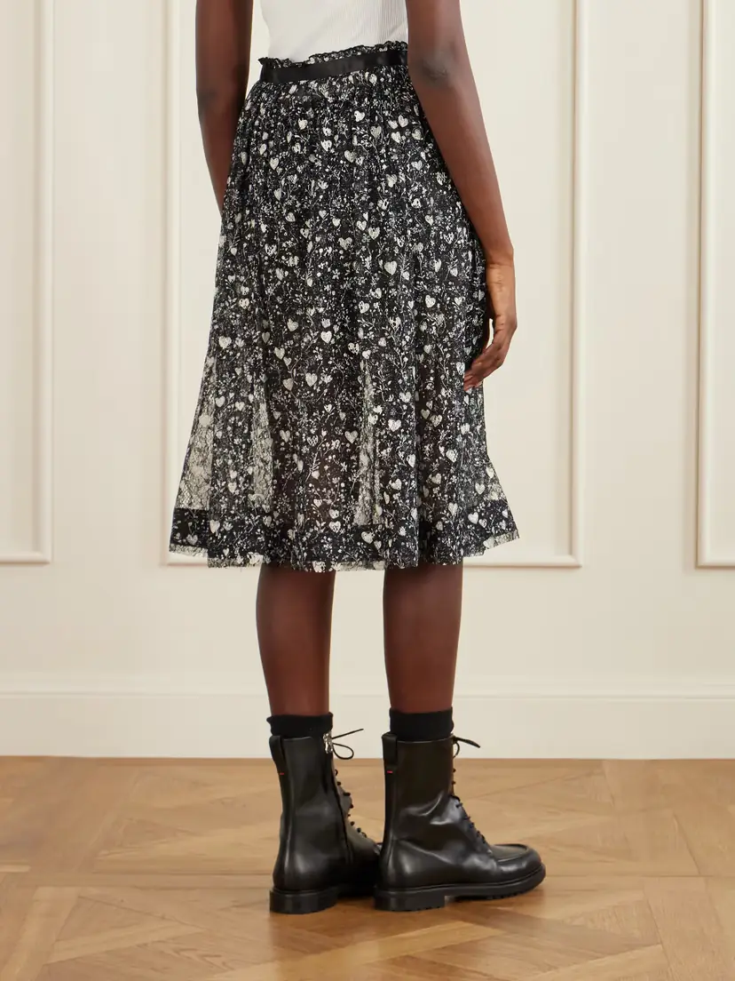 R13 Satin-trimmed Printed Lace Midi Skirt | Thumbnail 4 R13 Satin-trimmed Printed Lace Midi Skirt | Thumbnail 4