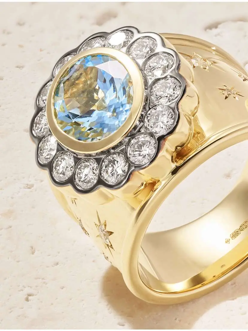 Marlo Laz Alix Cigar 14-karat Gold, Aquamarine And Diamond Ring - Blue | Thumbnail 4 Marlo Laz Alix Cigar 14-karat Gold, Aquamarine And Diamond Ring - Blue | Thumbnail 4