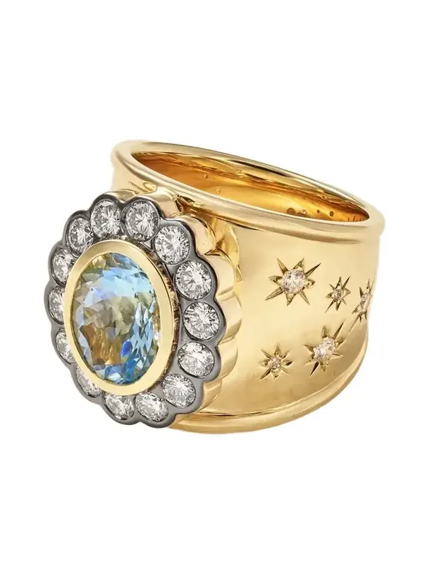 Alix Cigar 14-karat Gold, Aquamarine And Diamond Ring - Blue