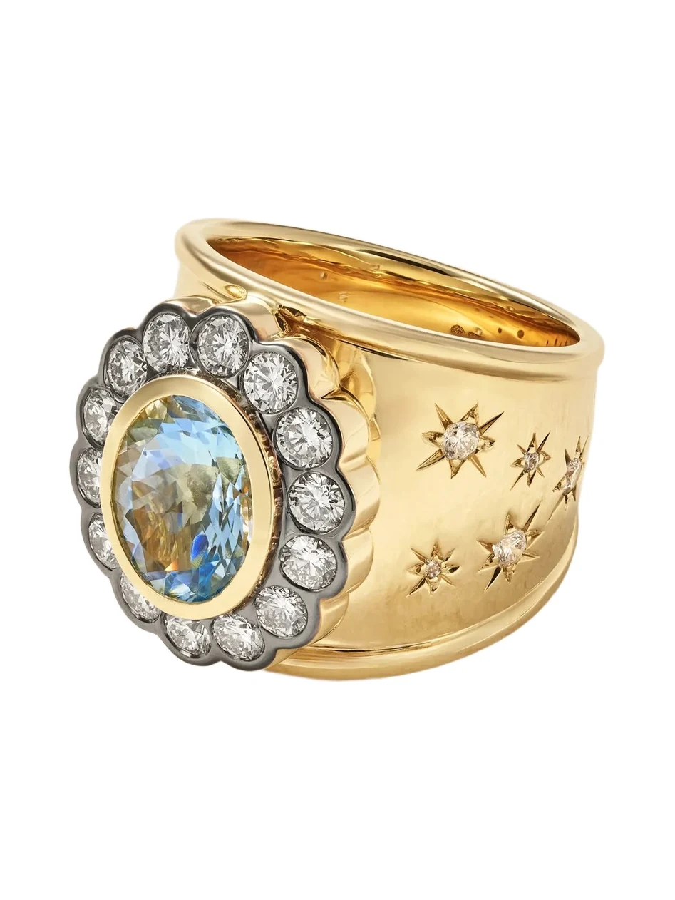 Marlo Laz Alix Cigar 14-karat Gold, Aquamarine And Diamond Ring - Blue
