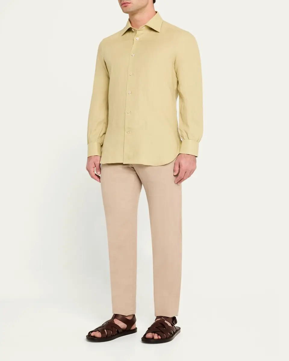 Kiton Men's Linen Sport Shirt | Thumbnail 2