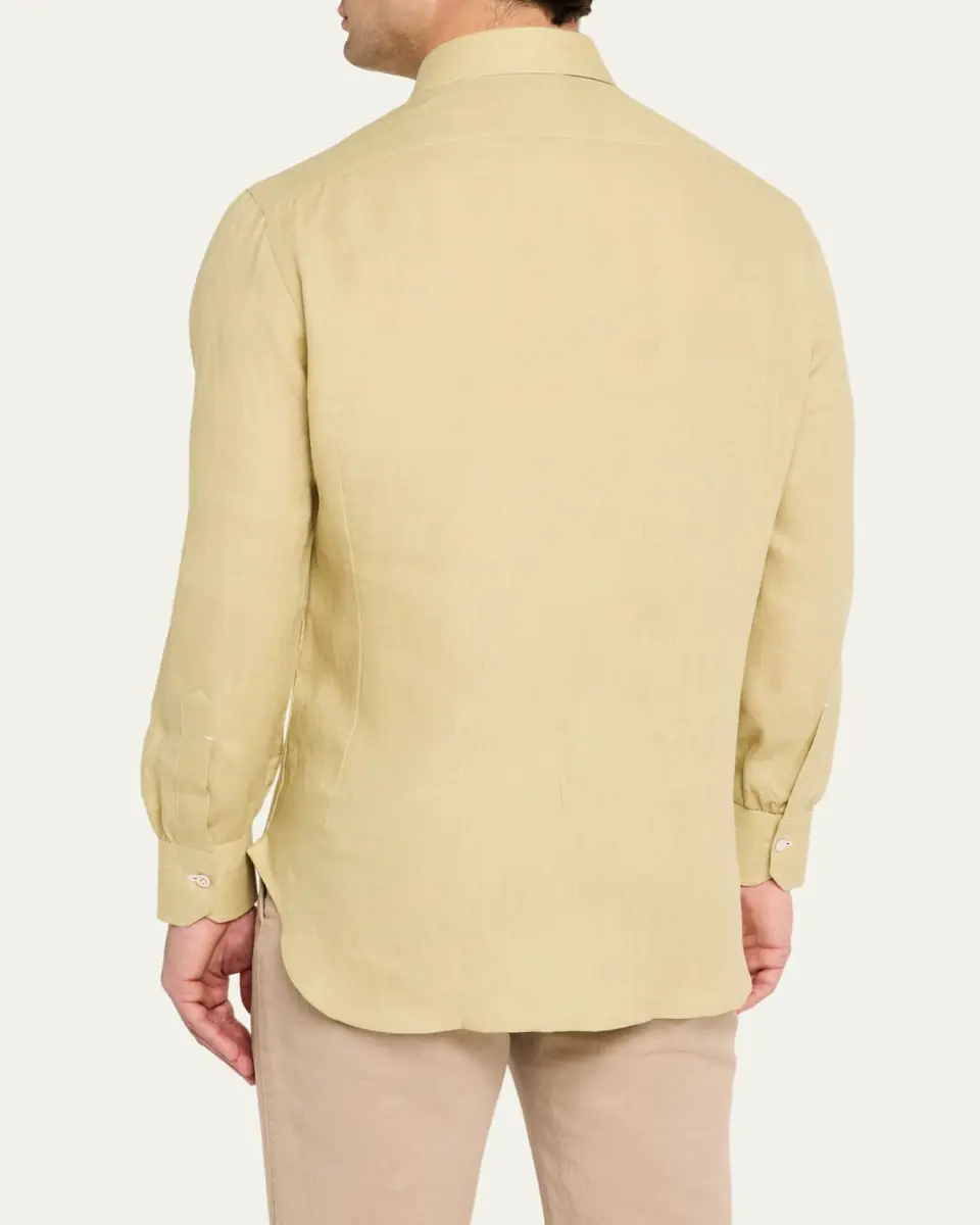 Kiton Men's Linen Sport Shirt | Thumbnail 3