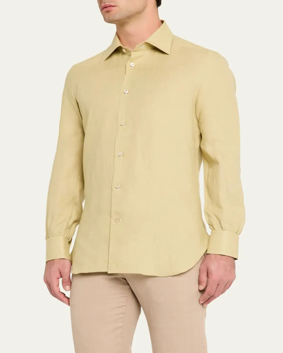 Kiton Men's Linen Sport Shirt | Thumbnail 4