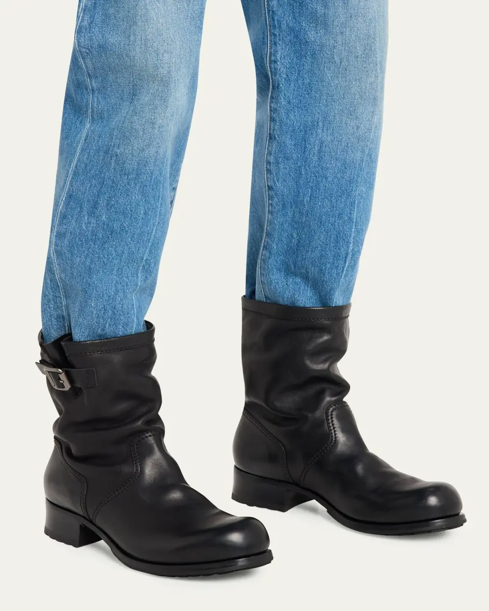 Prada Men's Leather Mid-Calf Boots | Thumbnail 2 Prada Men's Leather Mid-Calf Boots | Thumbnail 2
