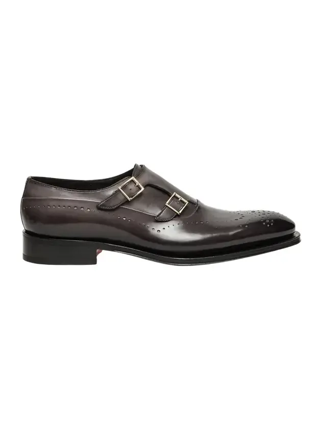 Santoni Men's Kaj Brogue Leather Double-Monk Strap Loafers