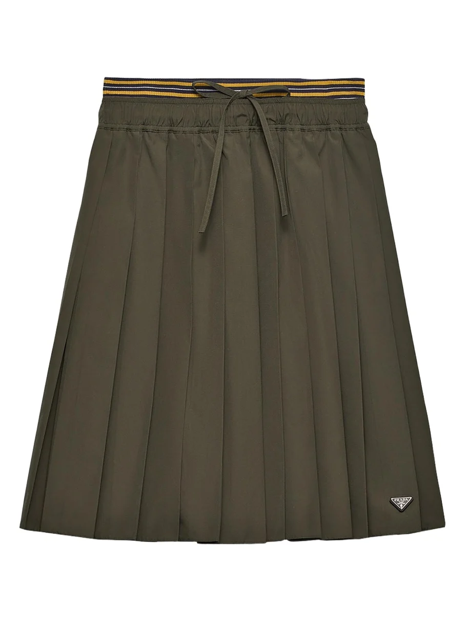 Layered Cotton Pleated Pull-On Skirt