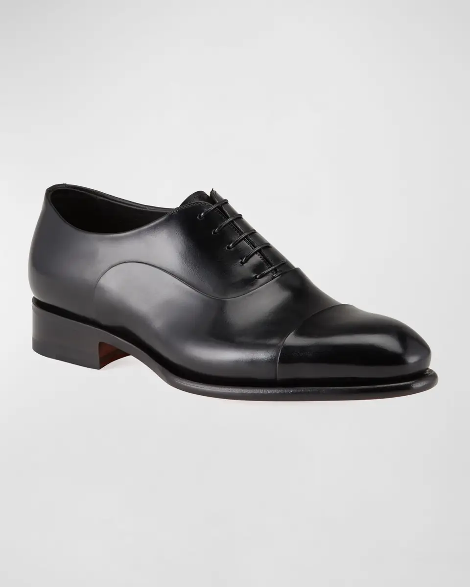 Santoni Men's Isaac Cap-Toe Leather Oxford Shoes | Thumbnail 2