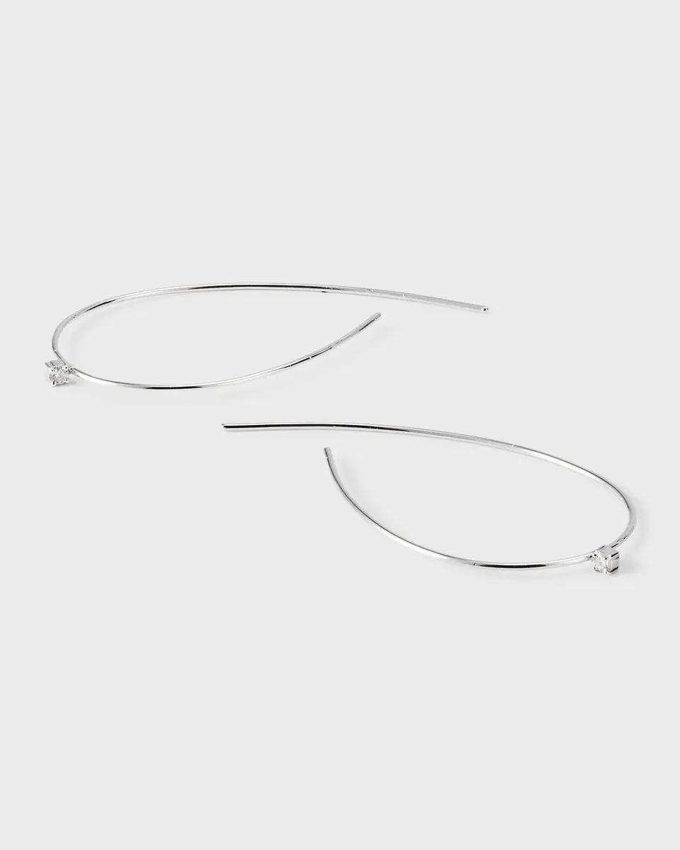 LANA 14K Gold Mini Wire Hooked On Hoop Earrings with Diamonds, 38mm | Thumbnail 3 LANA 14K Gold Mini Wire Hooked On Hoop Earrings with Diamonds, 38mm | Thumbnail 3