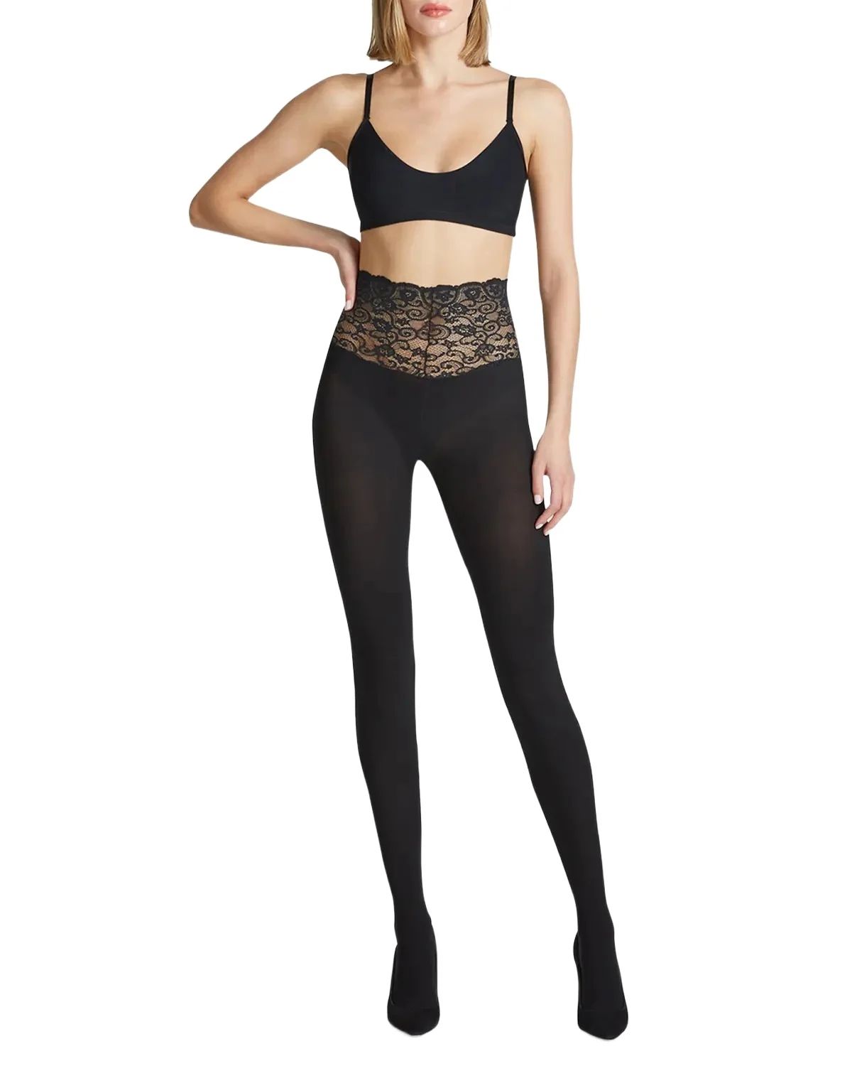Sexy Ultimate Opaque Lace-Trim Tights Sexy Ultimate Opaque Lace-Trim Tights